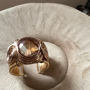 Gold and Brown Spiral Cuff Bracelet